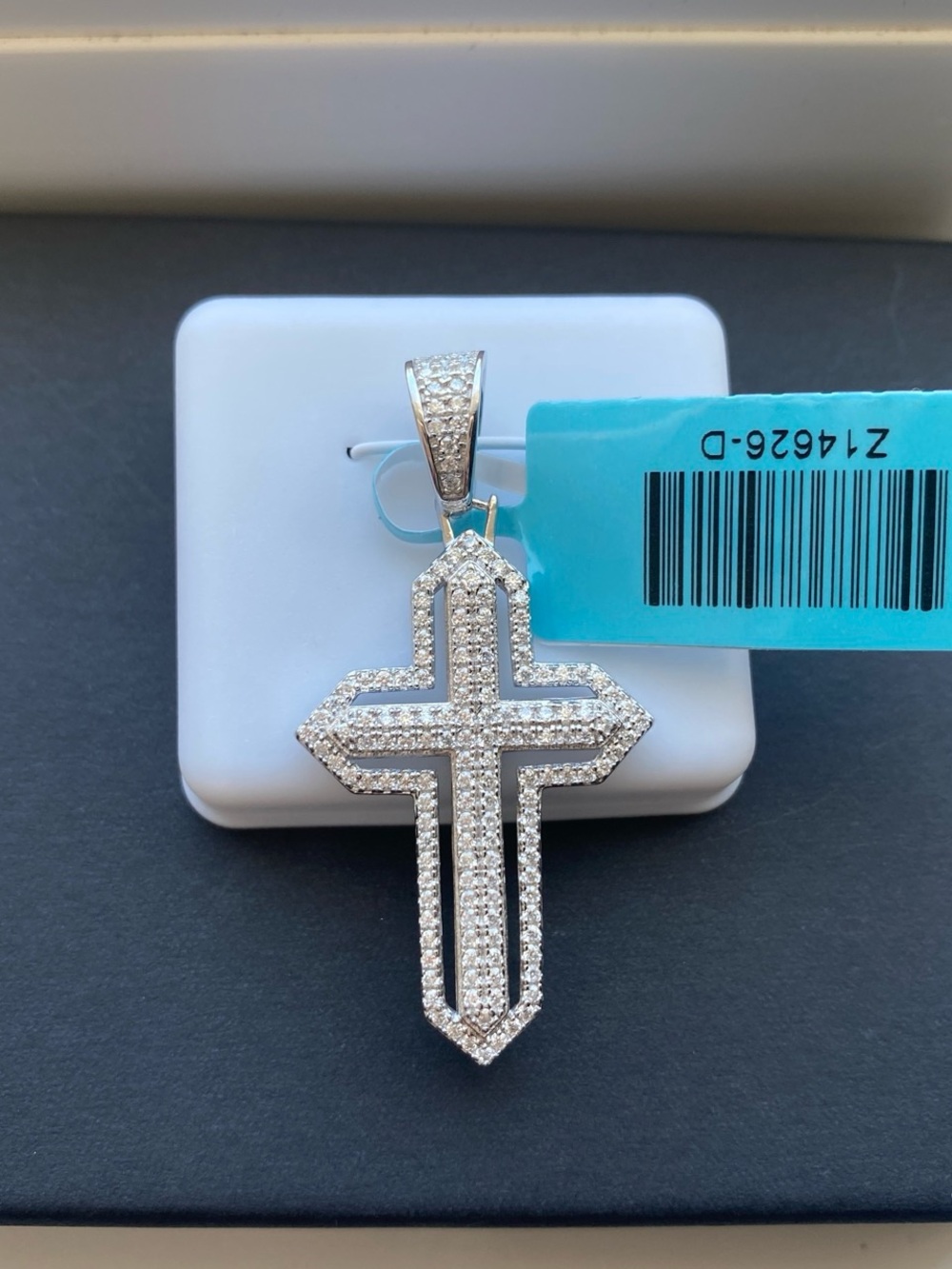 Silver Moissanite Cross Pendant